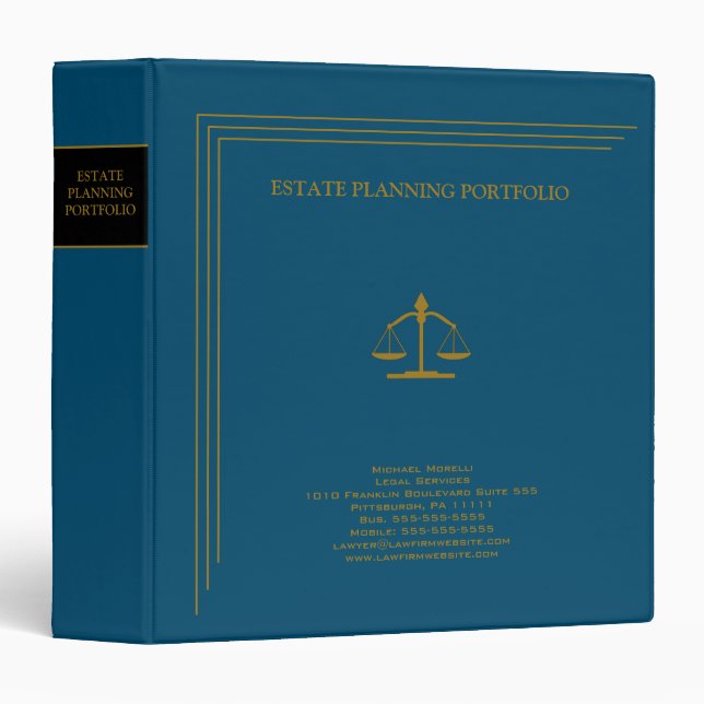 Estate Planning Portfolio - Blue | Gold   3 Ring Binder (Front/Spine)