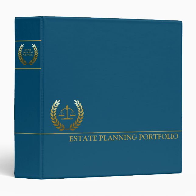 Estate Planning Portfolio - Blue | Gold 3 Ring Binder (Front/Spine)