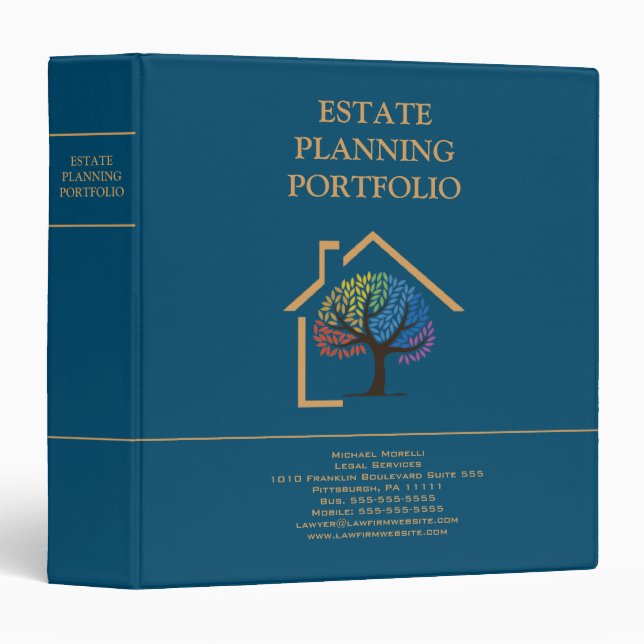 Estate Planning Portfolio - Blue | Gold 3 Ring Binder (Front/Spine)