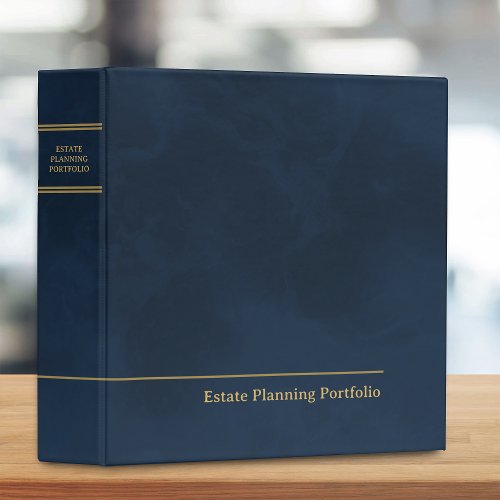 Estate Planning Portfolio Blue  Gold 3 Ring Binder