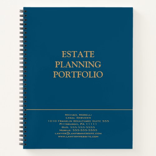 Estate Planning Portfolio _ Blue  Gold Notebook