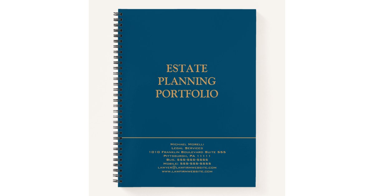 Estate Planning Portfolio Blue Gold Notebook Zazzle