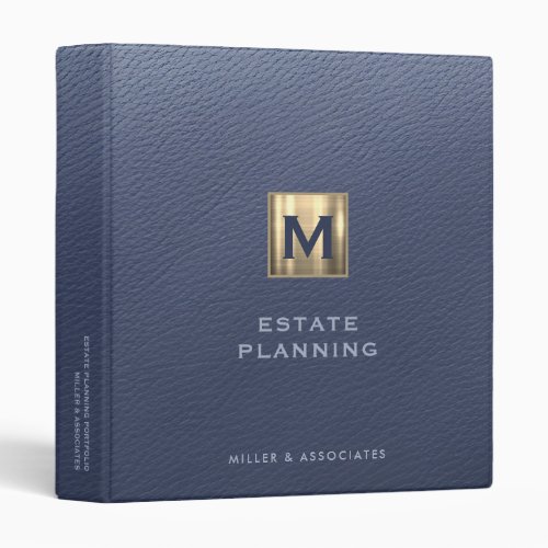 Estate Planning Portfolio Blue Leather Print 3 Ring Binder
