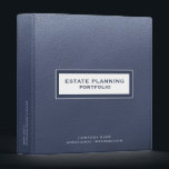 Estate Planning Portfolio Blue Leather Print 3 Ring Binder<br><div class="desc">Designed for Estate Planners and Law and Legal firms. This binder is ideal for organizing your client's portfolio information.</div>