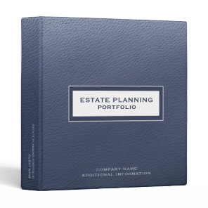 Estate Planning Portfolio Blue Leather Print 3 Ring Binder
