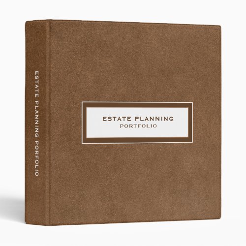 Estate Planning Portfolio Brown Leather 3 Ring Binder