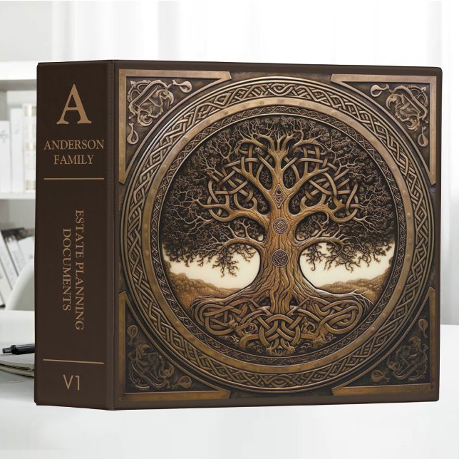 Estate Planning Portfolio Brown Root Tree Pattern 3 Ring Binder (Creator Uploaded)