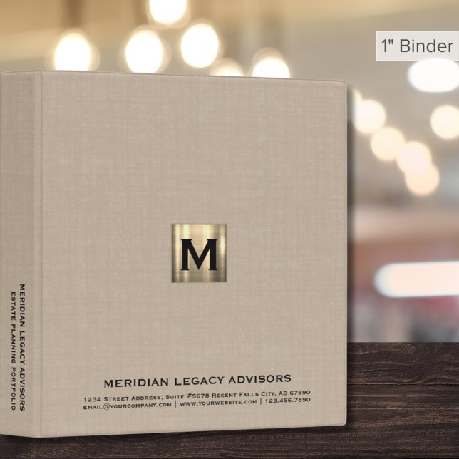 Estate Planning Portfolio Brushed Gold Monogram 3 Ring Binder (Creator Uploaded)