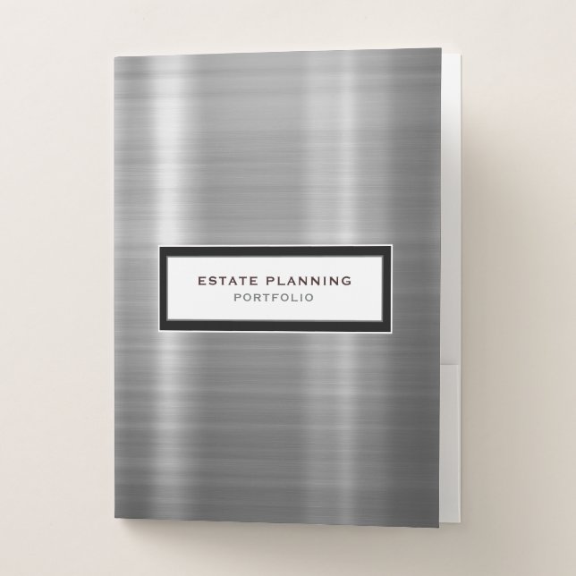 Estate Planning Portfolio Brushed Metal Pocket Folder (Front)