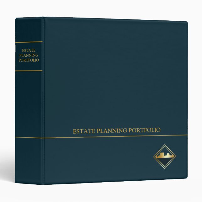 Estate Planning Portfolio - Dark Blue | Gold 3 Ring Binder (Front/Spine)