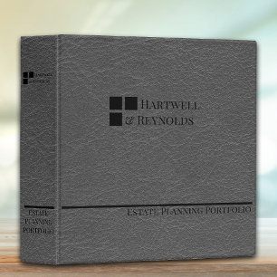 Estate Planning Portfolio Faux Gray Leather 3 Ring Binder