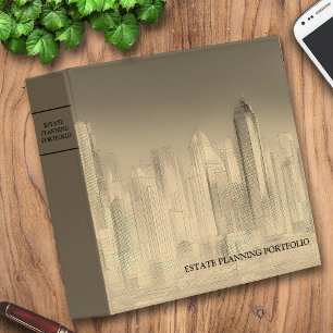 Estate Planning Portfolio - Gold Abstract Skyline 3 Ring Binder