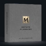 Estate Planning Portfolio Gray Leather Gold 3 Ring Binder<br><div class="desc">Designed for Estate Planners and Law and Legal firms. This binder is ideal for organizing your client's portfolio information.</div>