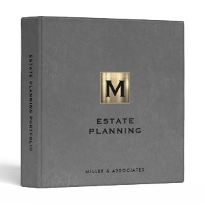 Estate Planning Portfolio Gray Leather Gold 3 Ring Binder