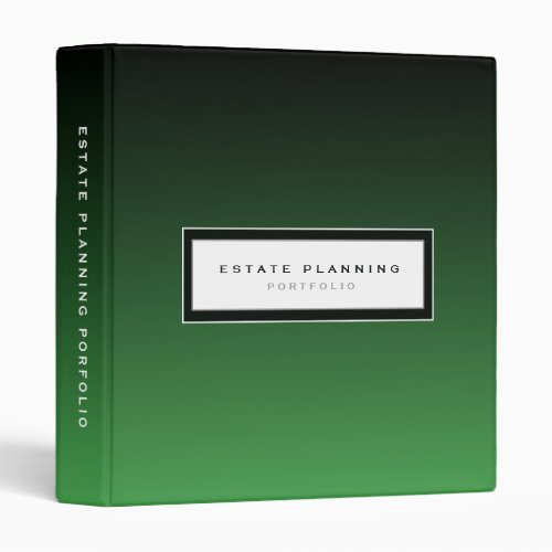 Estate Planning Portfolio Green 3 Ring Binder