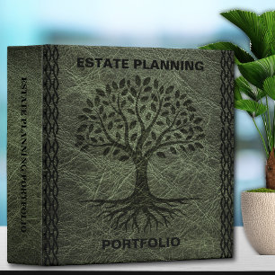 Estate Planning Portfolio - Green Faux Leather 3 Ring Binder