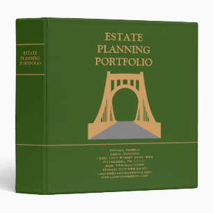 Estate Planning Portfolio - Green \ Gold  3 Ring Binder