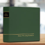 Estate Planning Portfolio Green | Gold 3 Ring Binder<br><div class="desc">Designed for estate planners,  advisors and legal firms.  All text is 100% customizable.  This product is a great way to organize your client's portfolio information.  By 1Bizchoice (rights reserved).</div>
