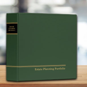 Estate Planning Portfolio Green Gold 3 Ring Binder
