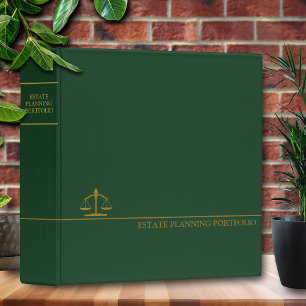 Estate Planning Portfolio - Green   Gold 3 Ring Binder