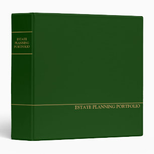 Estate Planning Portfolio - Green Gold 3 Ring Binder