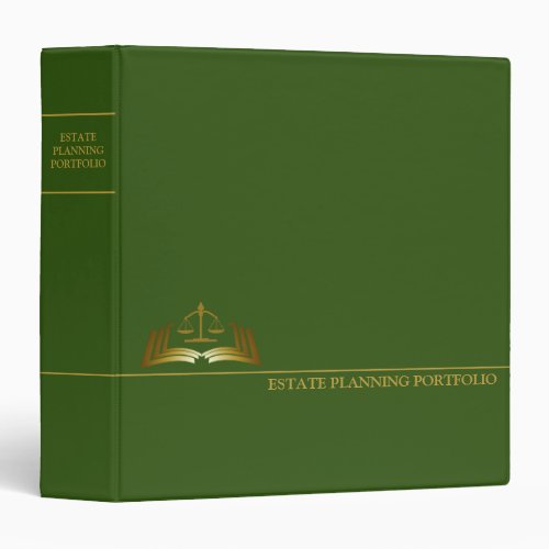 Estate Planning Portfolio _ Green  Gold 3 Ring Binder