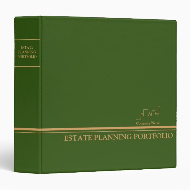 Estate Planning Portfolio - Green | Gold  3 Ring Binder (Front/Spine)