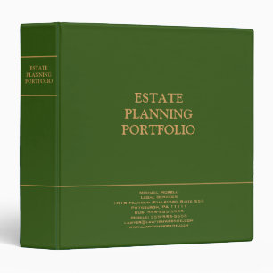 Estate Planning Portfolio - Green Gold 3 Ring Binder