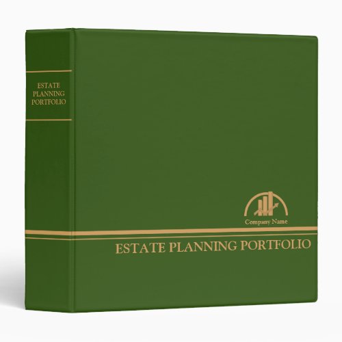 Estate Planning Portfolio _ Green  Gold  3 Ring Binder
