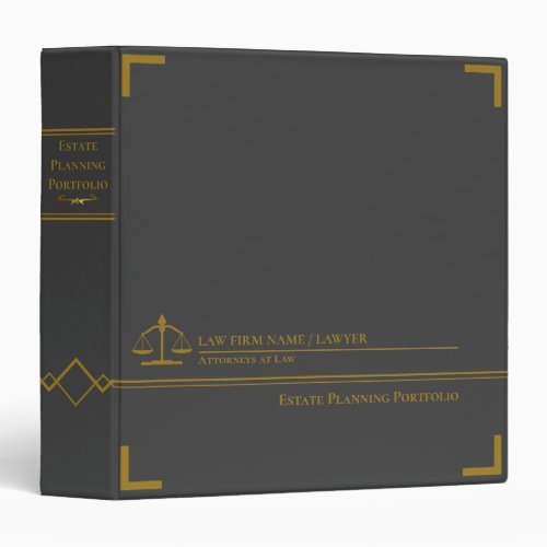 Estate Planning Portfolio _ Grey  Gold 3 Ring Binder