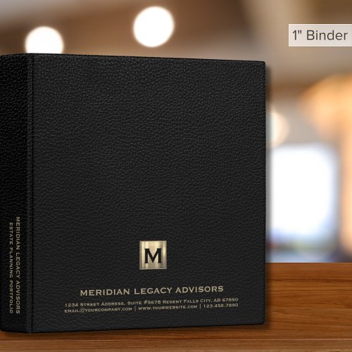 Estate Planning Portfolio Leather Black Gold 3 Ring Binder