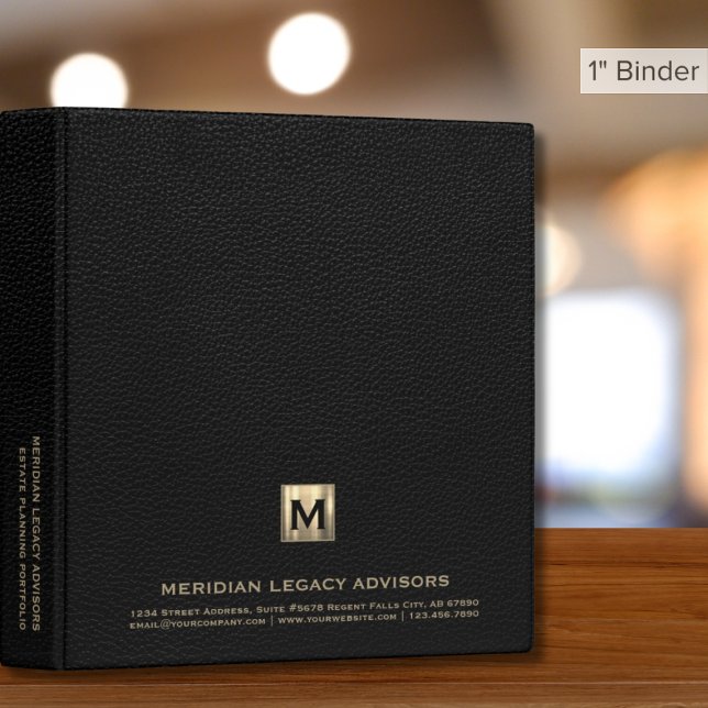 Estate Planning Portfolio Leather Black Gold 3 Ring Binder (Creator Uploaded)