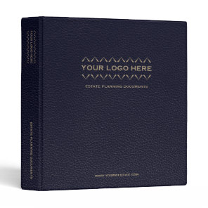 Estate Planning Portfolio Leather Blue Gold Logo 3 Ring Binder