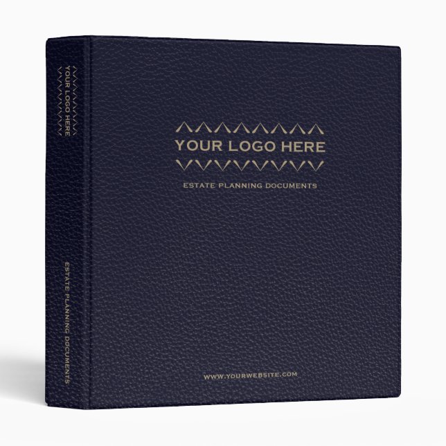 Estate Planning Portfolio Leather Blue Gold Logo 3 Ring Binder (Front/Spine)