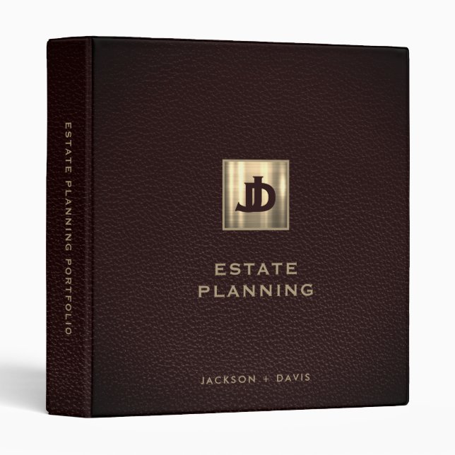 Estate Planning Portfolio Leather Gold 3 Ring Binder (Front/Spine)