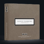Estate Planning Portfolio Leather Logo 3 Ring Binder<br><div class="desc">Designed for Estate Planners and Law and Legal firms. This binder is ideal for organizing your client's portfolio information. Designed with a horizontal logo banner image (2560 x 1440 px), you can customize by changing the text and image using the fields provided, or use the "message" button to contact the...</div>