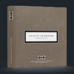 Estate Planning Portfolio Leather Logo 3 Ring Binder<br><div class="desc">Designed for Estate Planners and Law and Legal firms. This binder is ideal for organizing your client's portfolio information. Designed with a horizontal logo banner image (2560 x 1440 px), you can customize by changing the text and image using the fields provided, or use the "message" button to contact the...</div>