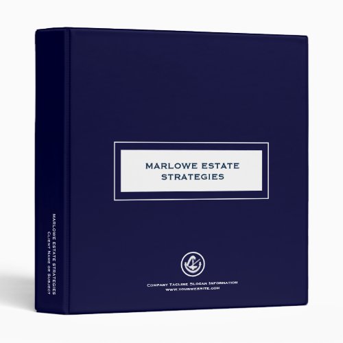 Estate Planning Portfolio Legal Logo Navy Blue 3 Ring Binder