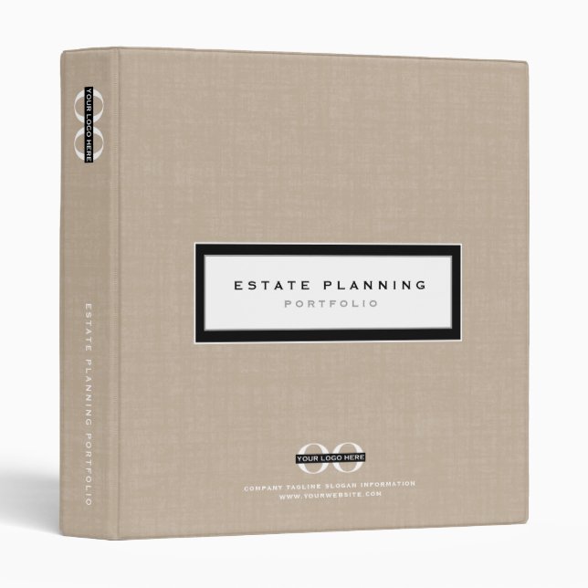 Estate Planning Portfolio Linen Print Logo 3 Ring Binder (Front/Spine)