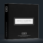 Estate Planning Portfolio Logo Black 3 Ring Binder<br><div class="desc">Designed for Estate Planners, Accountants, Financial, Law and Legal firms. This binder is ideal for organizing your client's portfolio information. Designed with a horizontal logo banner image (2560 x 1440 px), you can customize by changing the text and image using the fields provided, or use the "message" button to contact...</div>