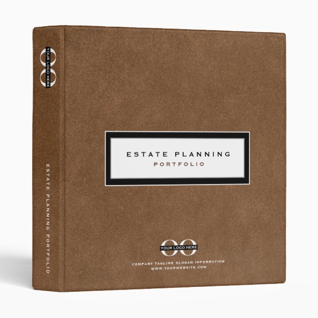 Estate Planning Portfolio Logo Brown Leather 3 Ring Binder (Front/Spine)