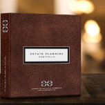 Estate Planning Portfolio Logo Leather 3 Ring Binder<br><div class="desc">Designed for Estate Planners and Law and Legal firms. This binder is ideal for organizing your client's portfolio information. Designed with a horizontal logo banner image (2560 x 1440 px), you can customize by changing the text and image using the fields provided, or use the "message" button to contact the...</div>