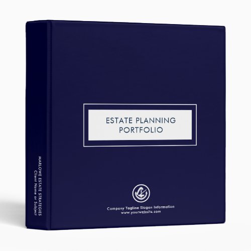 Estate Planning Portfolio Logo Navy Blue 3 Ring Binder