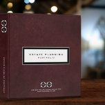 Estate Planning Portfolio Logo Oxblood Leather 3 Ring Binder<br><div class="desc">Designed for Estate Planners and Law and Legal firms. This binder is ideal for organizing your client's portfolio information. Designed with a horizontal logo banner image (2560 x 1440 px), you can customize by changing the text and image using the fields provided, or use the "message" button to contact the...</div>