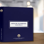 Estate Planning Portfolio Navy and Gold 3 Ring Binder<br><div class="desc">Elevate your estate planning practice with our sophisticated Estate Planning Portfolio. This navy and gold 3-ring binder is designed to impress and exude professionalism. The classic navy exterior is accentuated by a luxurious gold emblem, making a bold statement about your expertise and attention to detail. With its spacious capacity and...</div>