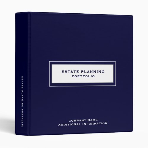 Estate Planning Portfolio Navy Blue 3 Ring Binder