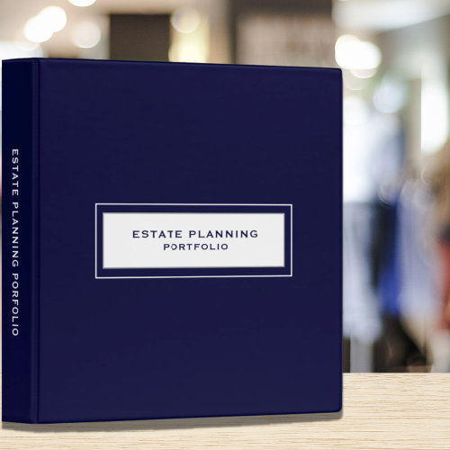 Estate Planning Portfolio Navy Blue 3 Ring Binder