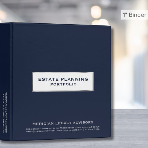 Estate Planning Portfolio Navy Blue  3 Ring Binder