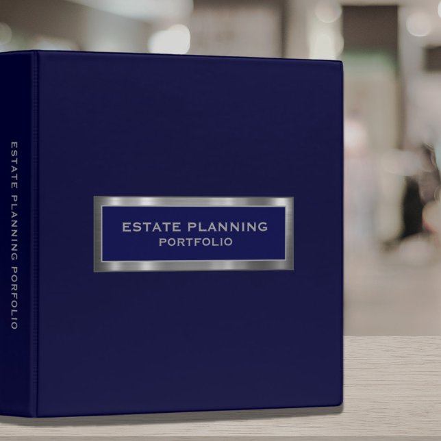 Estate Planning Portfolio Navy Blue Brushed Metal 3 Ring Binder (Creator Uploaded)