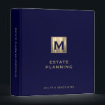 Estate Planning Portfolio Navy Blue Gold 3 Ring Binder<br><div class="desc">Designed for Estate Planners and Law and Legal firms. This binder is ideal for organizing your client's portfolio information.</div>